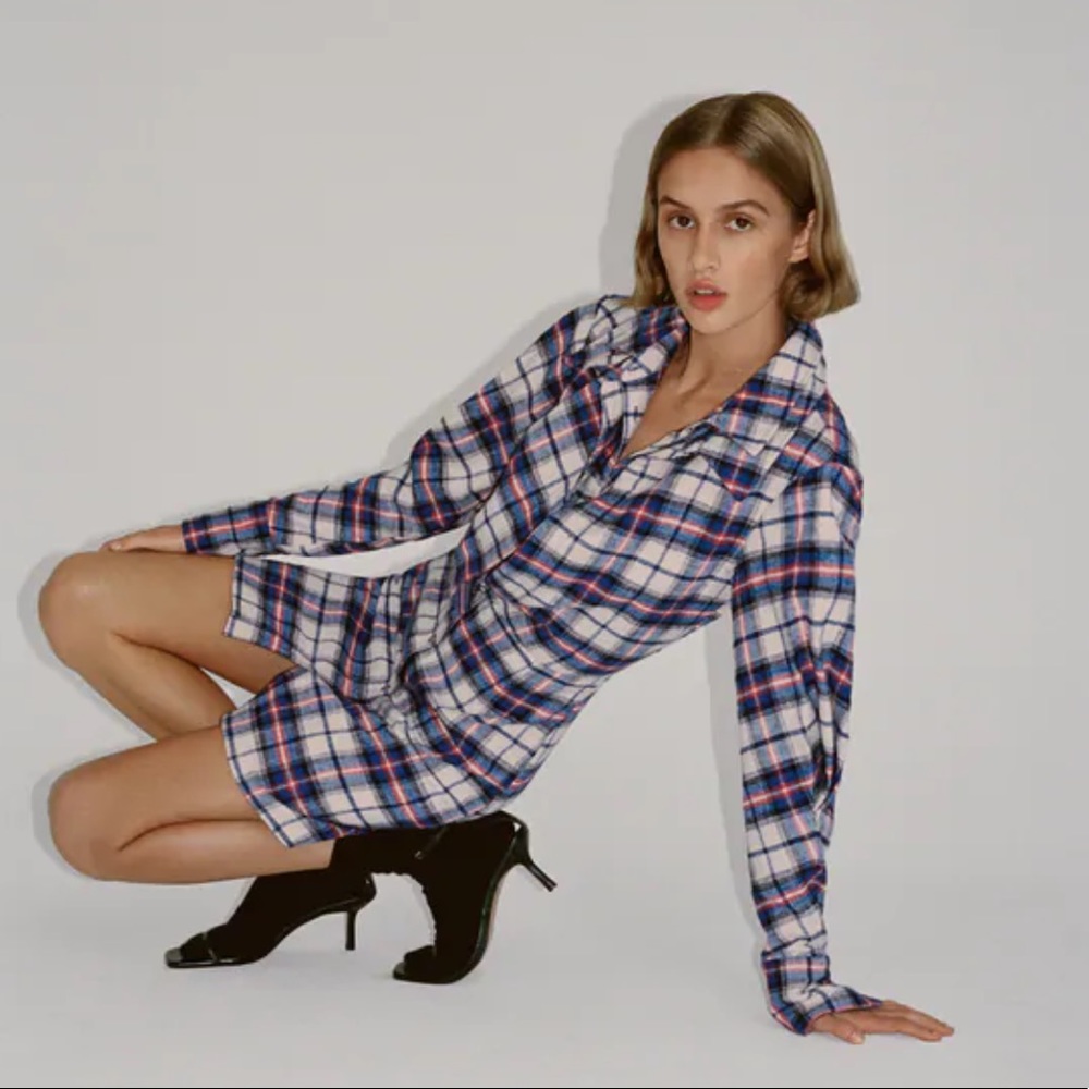 Zara Plaid Flannel Dress XS